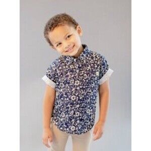 Hoonana Boutique Boys Hawaiian Shirt Size 4T Summer Short Sleeve Button Down NEW